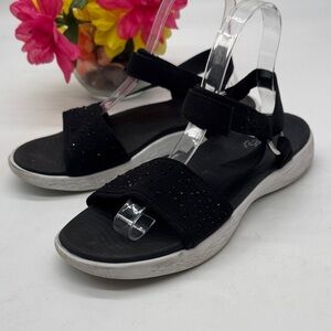 Bzees Black Stretch Sandals with Sparkle Accents Size 9